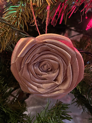 Champagne Rosette Christmas Ornament