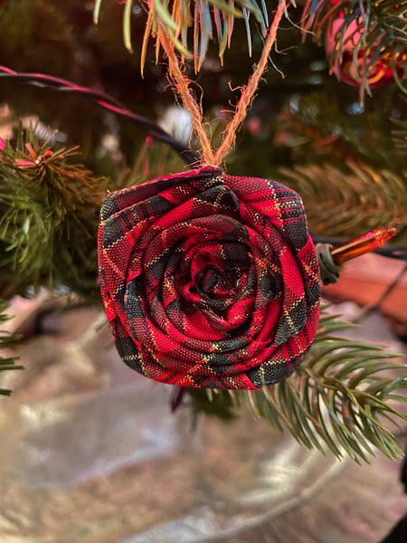 Set of 2 x Christmas Tartan Rosette Ornament